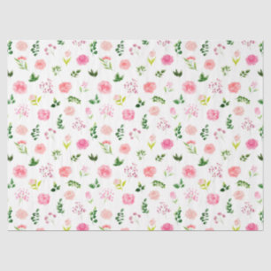 Floral Pink Roses with Foliage Tissue Paper