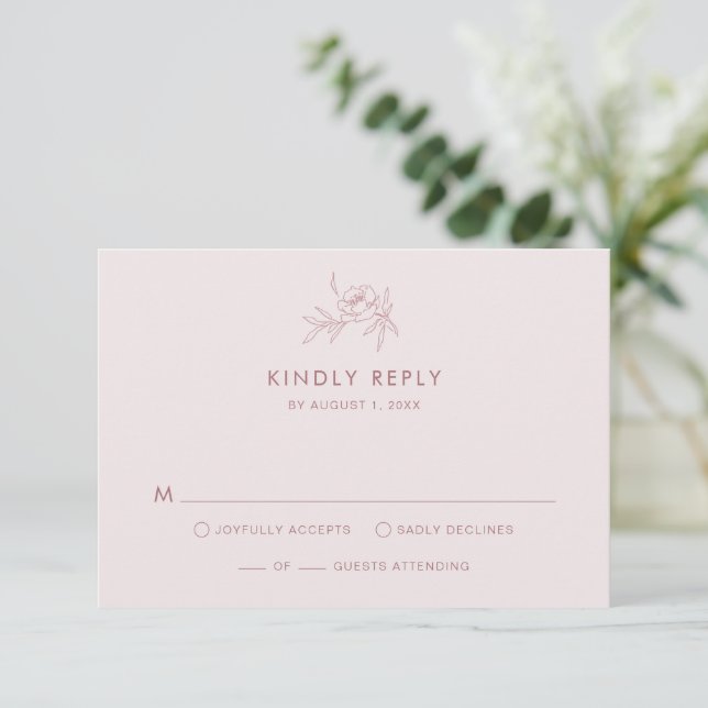 Floral Pink RSVP Card (Standing Front)