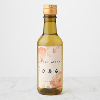 Floral Pink Sparkling Wine Bottle Label
