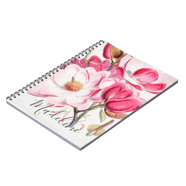 Floral Pink Spring Colour Feminine Elegant Monogra Notebook (Left Side)