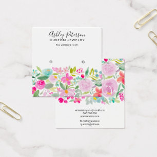 Floral pink watercolor stud earring display