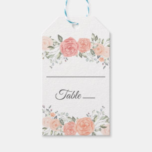 Floral Pink Wedding Escort Card Watercolor Flowers Gift Tags