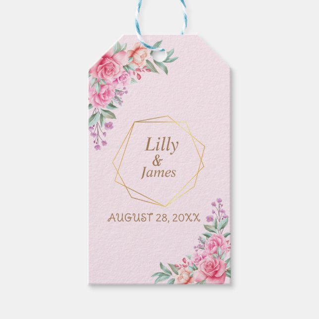 Floral Pink wedding   Gift Tags (Front)