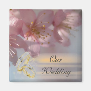 Floral Pink Wedding Magnet