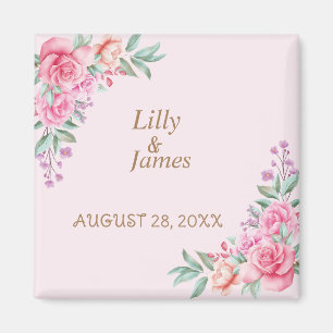 Floral Pink wedding Magnet