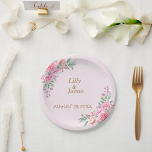 Floral Pink wedding   Paper Plate