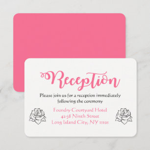Floral Pink Wedding Reception Black White Rose Invitation
