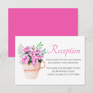 Floral Pink Wedding Reception Watercolor Flower Invitation