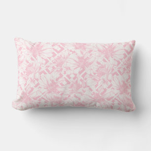 Floral Pink White Flowers Botanical Shabby Chic Lumbar Cushion