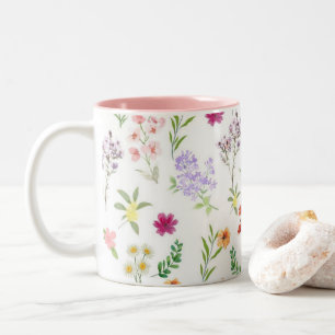 Floral Pink Wildflower Botanical Ceramic Mug