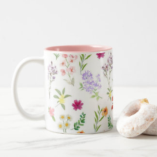 Floral Pink Wildflower Botanical Ceramic Mug