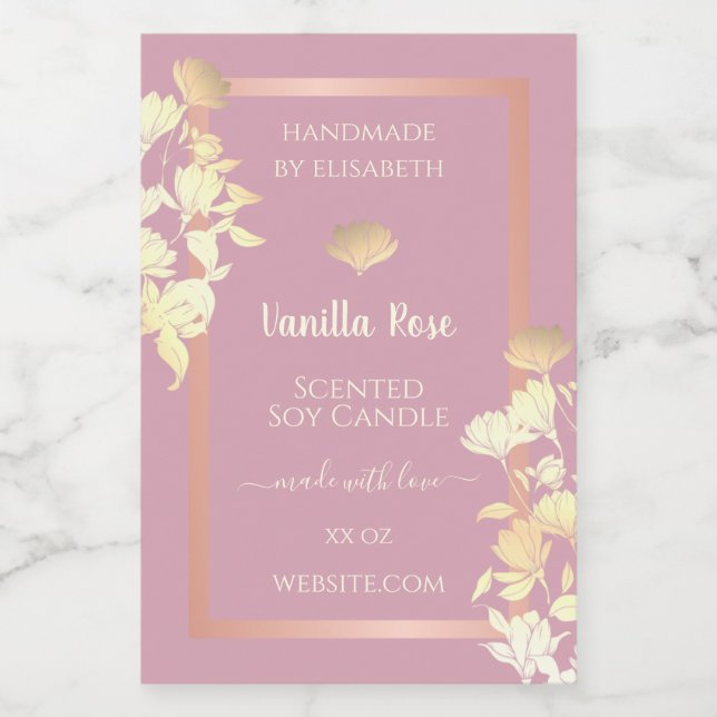 Floral Pink with Flowers Product Packaging Label & (Single Label)