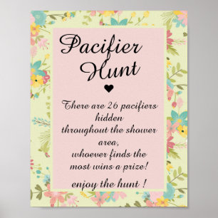 Floral Pink Yellow Green Pacifier Hunt Poster