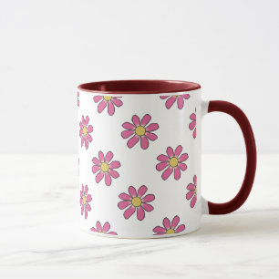 Floral pink yellow mug