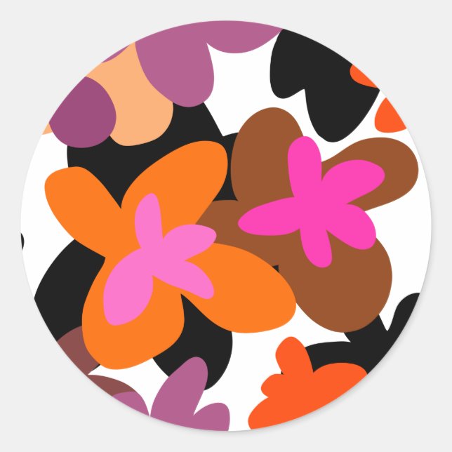 Floral pinky classic round sticker (Front)