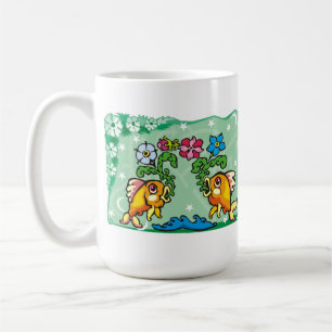 Floral Pisces Fish with flowers Coffee Mug