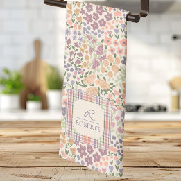 Floral Plaid Kitchen Towel –Cottagecore Dish Towel