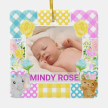 Floral & Plaid Photo Frame Newborn Baby