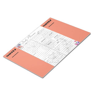 Floral Planner Notepad To Do lists with note areas