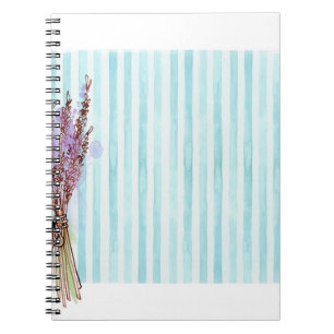 Floral plant lavender blue stripe notebook