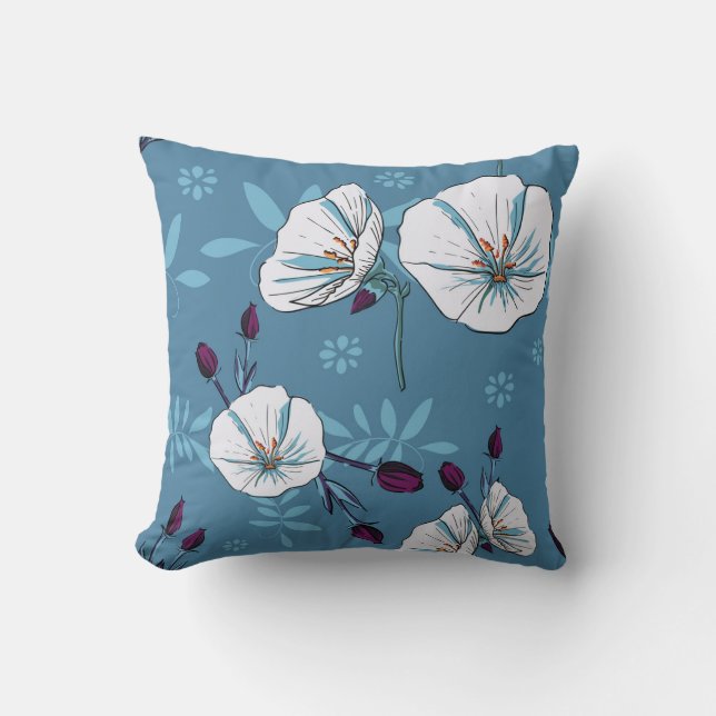 Floral plants botanical seamless pattern backgroun cushion (Front)