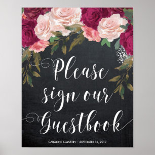 floral please sign our guestbook sign wedding