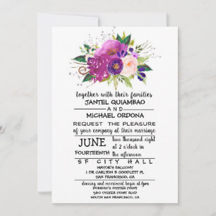 Floral Plum Watercolor Wedding Invitation