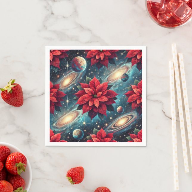 Floral Poinsettia Celestial Pattern Decoupage Napkin (Insitu)
