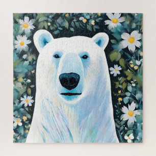 Floral Polar Bear Jigsaw Puzzle