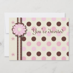 Floral polkadots girl's birthday party invitation
