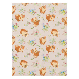 Floral Pomeranian Dog Pink Pattern Tablecloth