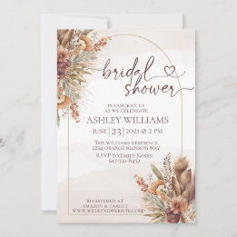 floral Pompas grass boho bridal shower Invitation