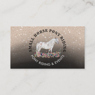 Floral Pony Equestrian Trainer Horse black Business Card