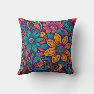 Floral pop art print cushion