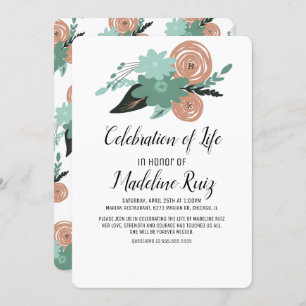 Floral Poppies Bouquet Celebration of Life Invitation
