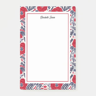 Floral Poppies Red And Blue  Post-it Notes