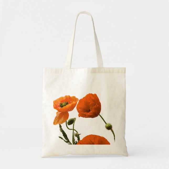 Floral Poppy Flower Weddings Bridesmaid Gift Favou Tote Bag (Front)