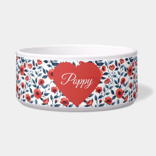 Floral Poppy Red Pet Bowl