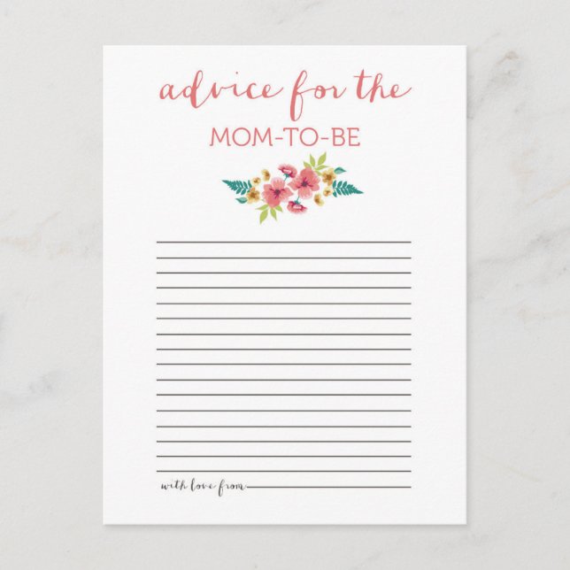 Floral Posies Baby Shower Advice Card (Front)