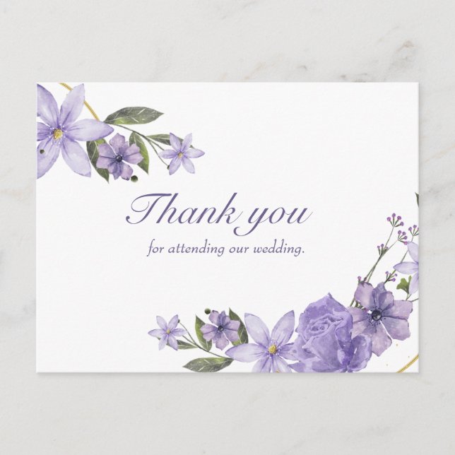 Floral  postcard wedding thank yous (Front)