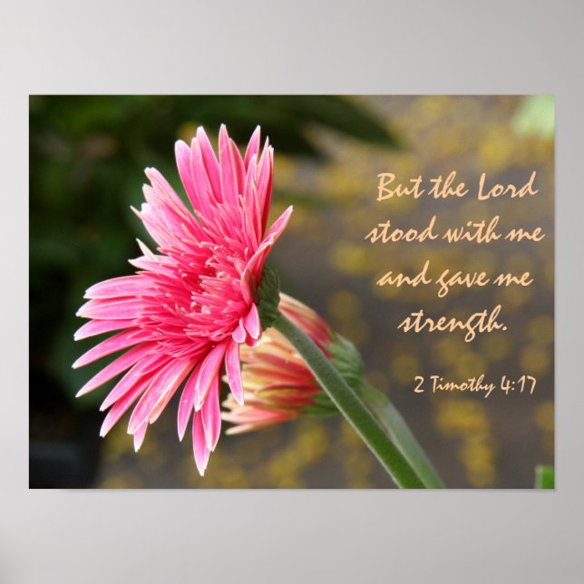 Floral Poster, Bible Verse about God's Strength Poster (Front)