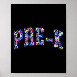 Floral Pre-k 1st Day Of School Preschool Teacher S Poster