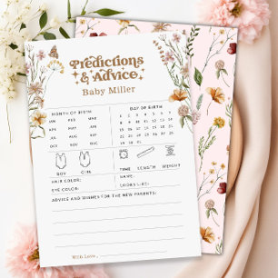 Floral Predictions & Advice Baby Shower Game Card