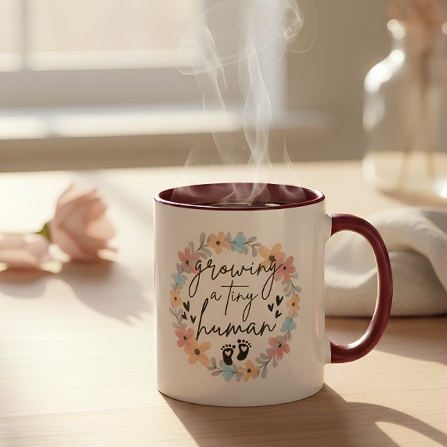 Floral Pregnancy Mug, Growing A Tiny Human Coffee Mug (Creator Uploaded)
