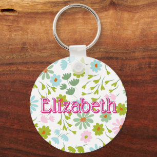 Floral Preppy Personalised Girl School Bag Tag Key Ring
