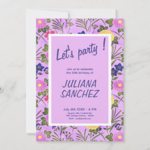 Floral pretty cute elegant purple modern romantic invitation