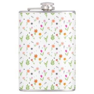 Floral Pretty Flowers Pattern  Hip Flask