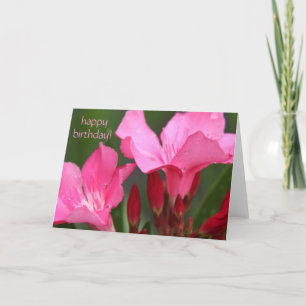 floral, pretty pink blooms birthday card