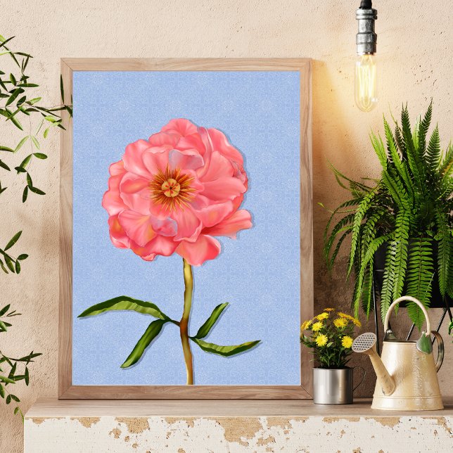 Floral Pretty Pink Peony Flower Art Poster (Creator Uploaded)