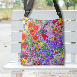 Floral pretty spring summer boho colourful tote ba